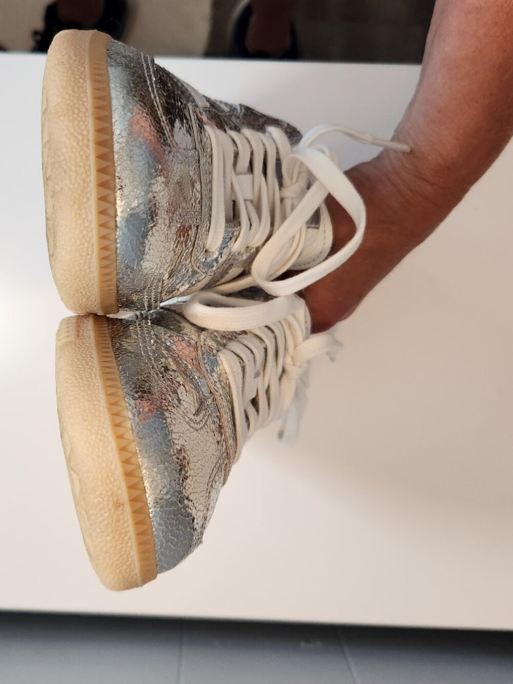 Adidas Samba silver metallic tennis athletic shoes - Picture 10 of 11